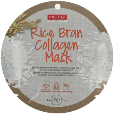 ماسک نقابی پیوردرم مدل Rice Bran  Purederm Rice Bran Collagen Face Mask