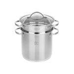 سرویس 3 پارچه قابلمه پاستا پز پارس استیل سری شف کد 001 Pars Steel Chef 001 Pasta Pot 3 Pcs