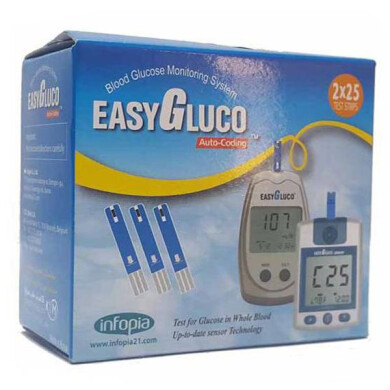 نوار تست قند خون اینفوپیا مدلEasyGluco  بسته 50 عددی Infopia EasyGluco Blood Glucose Test Strips - Pack Of 50